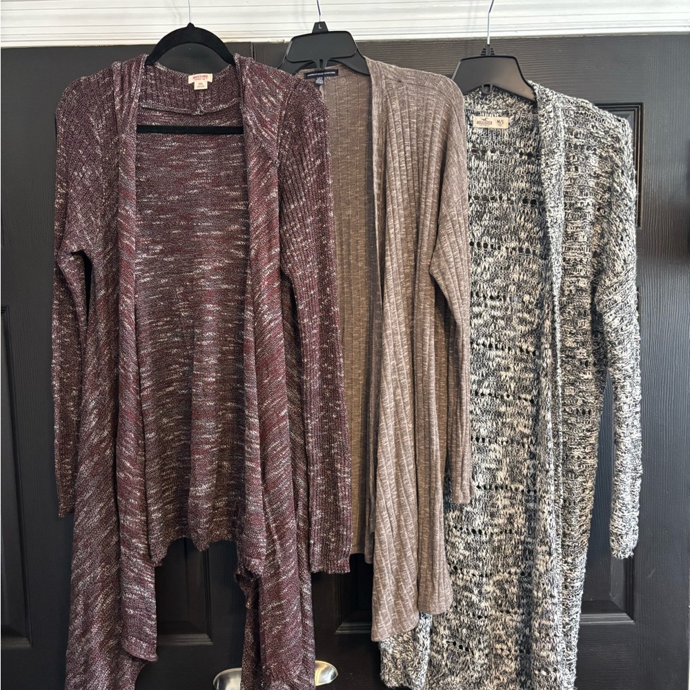 Women's Sweater Cardigan Set - Maroon, Taupe, Black